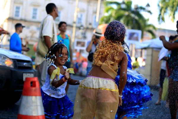 Salvador Bahia Brasil Fevereiro 2016 Crianças São Vistas Divertindo Pelourinho — Fotografia de Stock