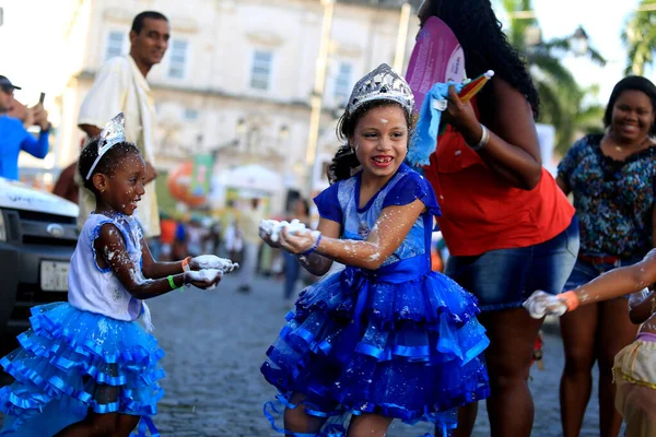 Salvador Bahia Brasil Fevereiro 2016 Crianças São Vistas Divertindo Pelourinho — Fotografia de Stock