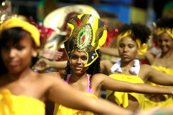 Salvador Bahia Brasil Fevereiro 2015 Membros Bloco Afro Muzenza São — Fotografia de Stock