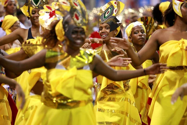 Salvador Bahia Brasil Febrero 2015 Miembros Del Bloque Afro Muzenza —  Fotos de Stock