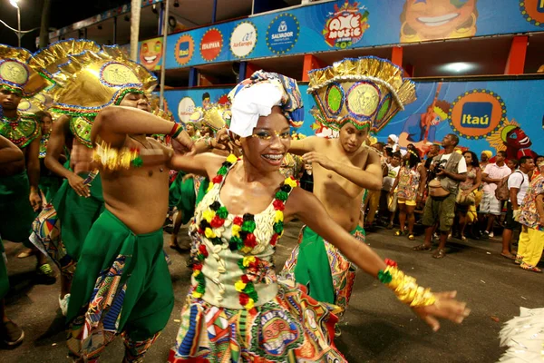 Salvador Bahia Brasil Fevereiro 2015 Membros Bloco Afro Muzenza São — Fotografia de Stock