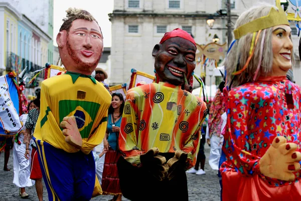 Salvador Bahia Brasil Febrero 2015 Manifestación Cultural Con Muñecos Gigantes — Foto de Stock