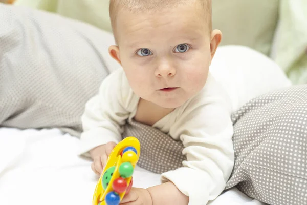 Infant Baby Playing Colorful Toys — Stock Photo, Image