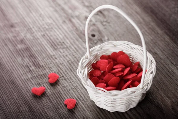 Busket with red hearts. Love concept. — Stock Photo, Image