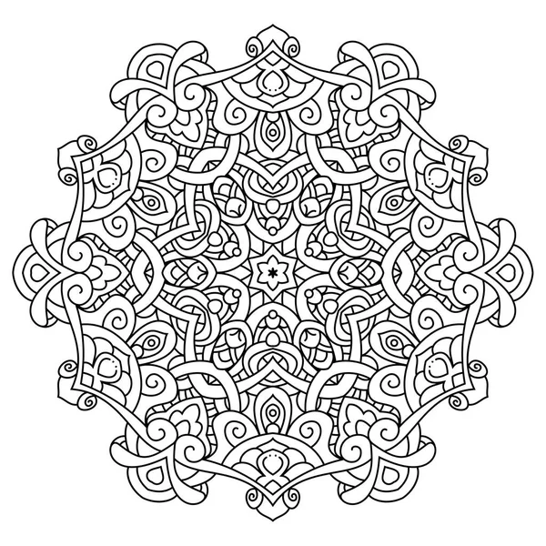 Vector Mandala Blanco Negro Aislado Blanco Vector Dibujado Mano Elemento — Vector de stock