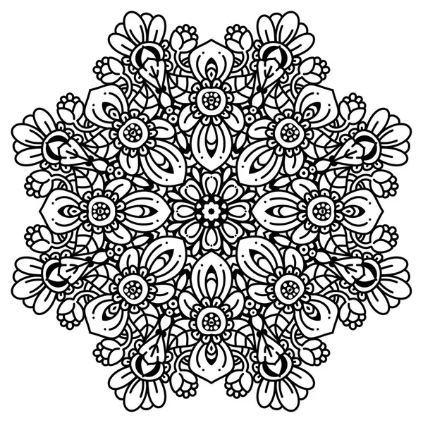 Vector Mandala Blanco Negro Aislado Blanco Vector Dibujado Mano Elemento — Vector de stock