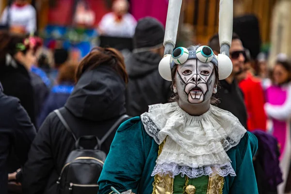 Viareggio Italien Februar Festival Die Parade Von Karnevalswagen Mit Tanzenden — Stockfoto