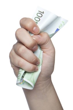 eurowy ezilmiş yüz dolarlık banknot, bir jest kriz