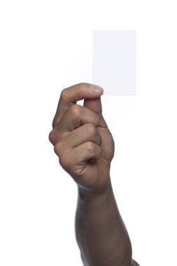 Erkek el beyaz boş levha gösterilen