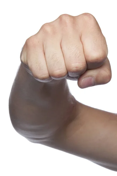 폭력, 손으로 흰 배경에 고립의 주먹 상징 — 스톡 사진