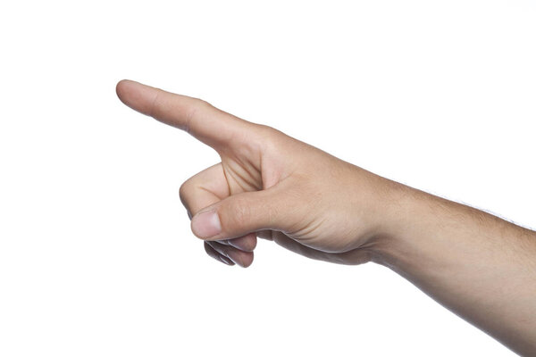 Male hand on a white background indicates that the distance