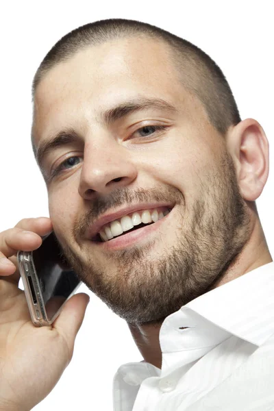 Customer service, businessman in white shirt — Stock Photo, Image