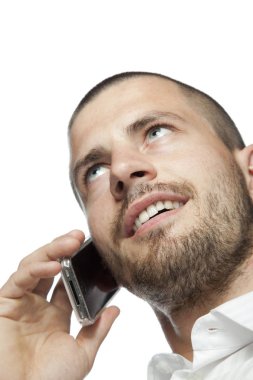 Telefonla konuşurken mutlu işadamı