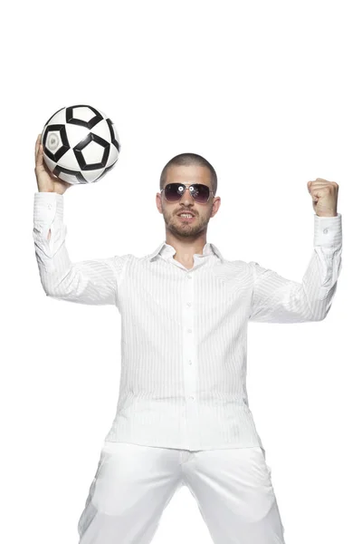 Victory, businessman in white shirt — Stock Photo, Image