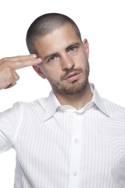 Suicide, businessman in white shirt — Stock Photo, Image