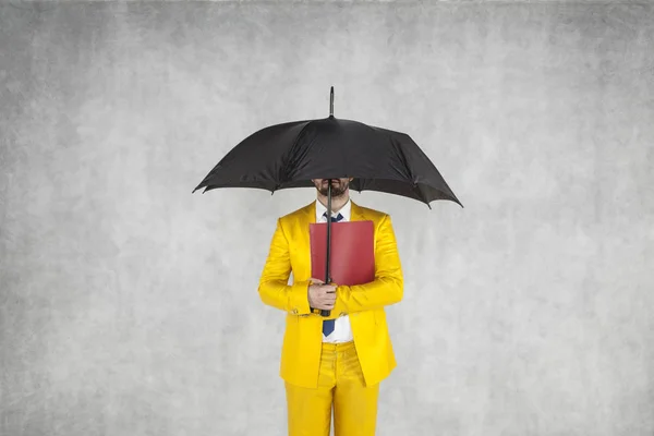 Geschäftsmann schützt die Daten, ist unter dem Dach — Stockfoto