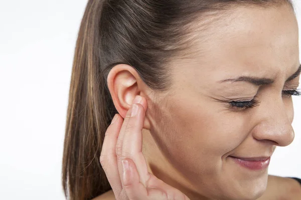 Terrível dor de ouvido — Fotografia de Stock