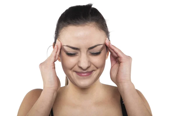Kvinna med huvudvärk, porträtt — Stockfoto