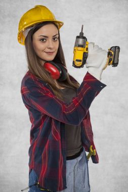 Female worker, handyman at home clipart