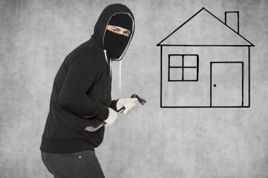 ev, hırsızlık suçları bir araç olarak crowbar