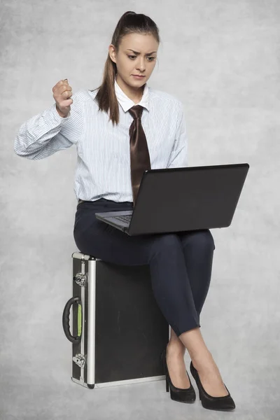 Furious businesswoman, hard work on the go — Stock Photo, Image