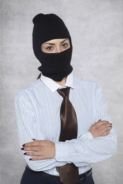 Young lady policeman is working as an incognito person — Stock Photo, Image