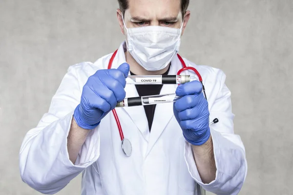 Materiaal Voor Laboratoriumtests Een Ampul Covid Infectie — Stockfoto