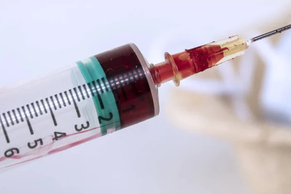 Needle Filled Red Substance — Stock Photo, Image