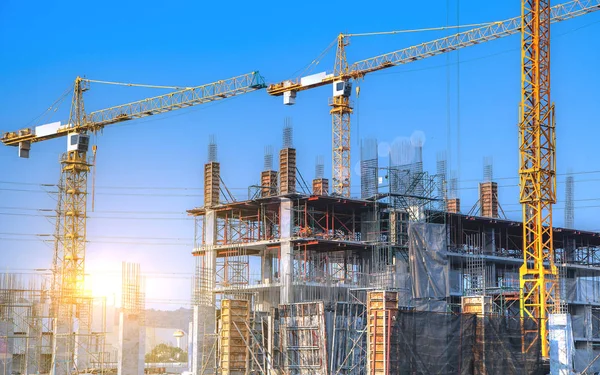 Construction Site Building Giant Crane — Stock Photo, Image