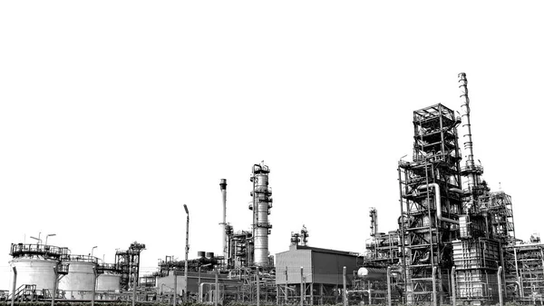 Beyaz Zemin Üzerinde Endüstriyel Petrol Gaz Rafinerisi — Stok fotoğraf