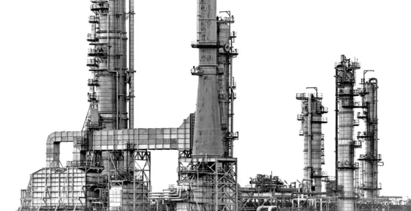 Beyaz Zemin Üzerinde Endüstriyel Petrol Gaz Rafinerisi — Stok fotoğraf