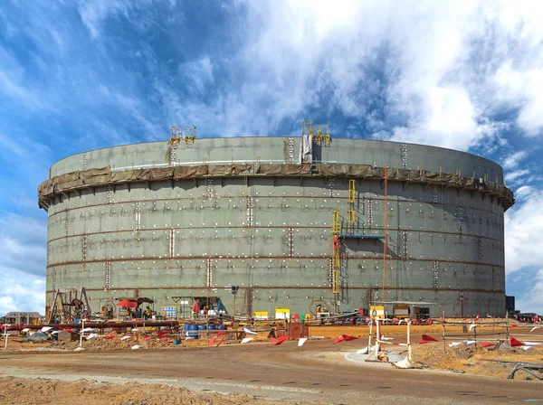 Construção Tanque Armazenamento Óleo — Fotografia de Stock