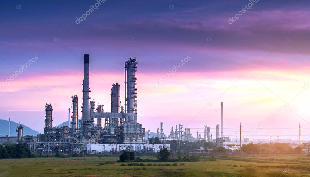 Oil and gas industrial-Refinery plant at twilight