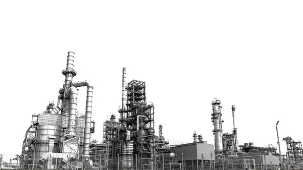 Beyaz zemin üzerinde endüstriyel petrol ve gaz rafineri fabrikası