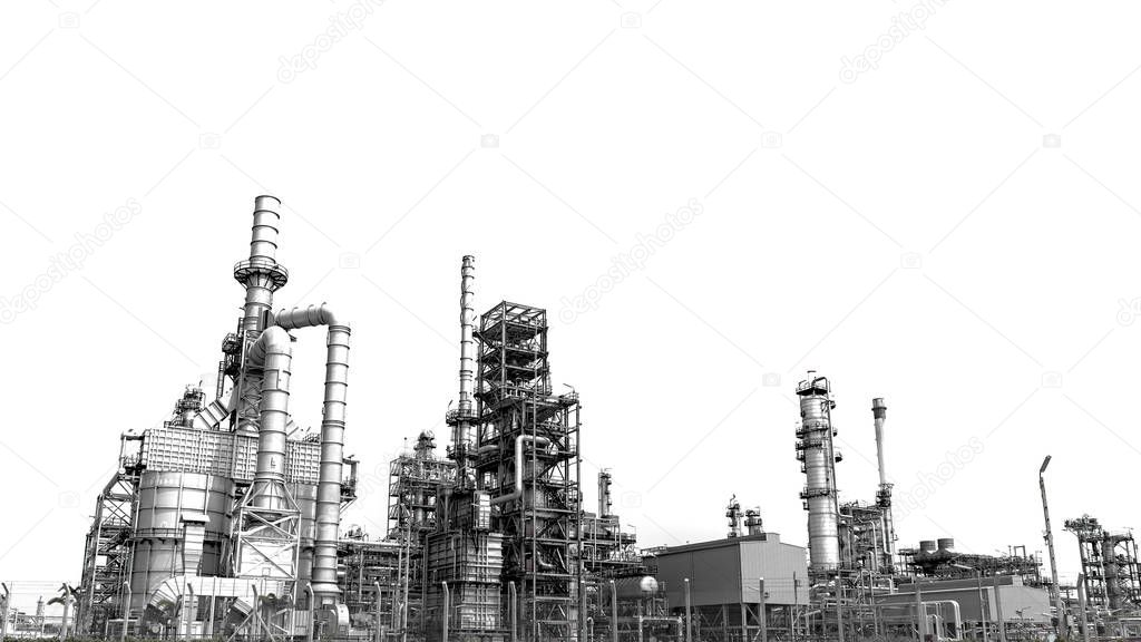 Industrial oil and gas -refinery plant on white background