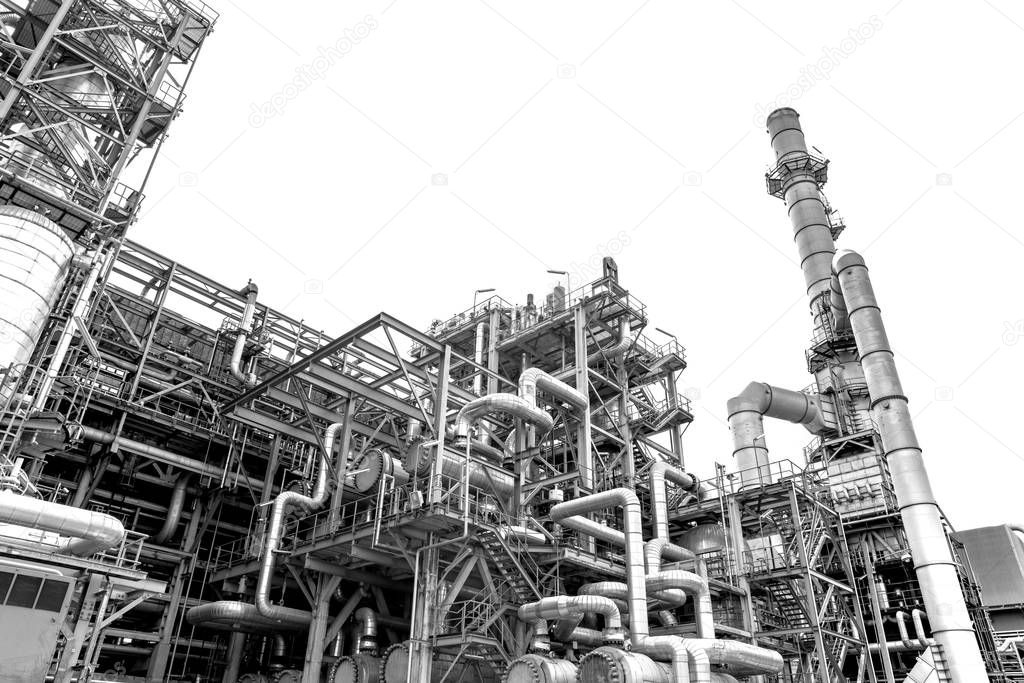 Industrial oil refinery on white background