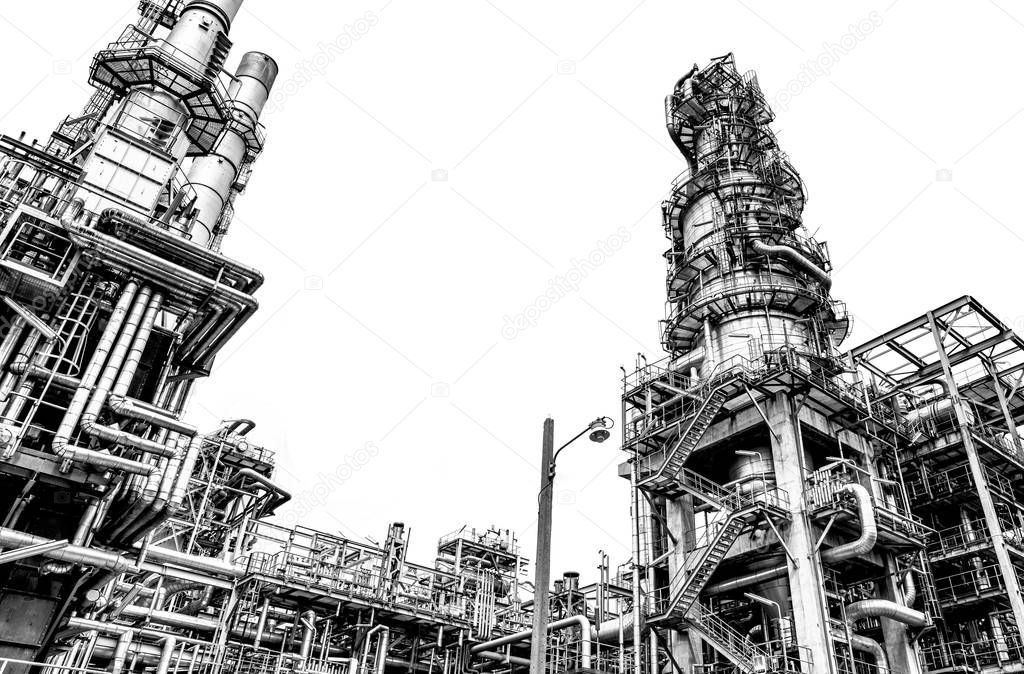 Industrial oil and gas -refinery on white background