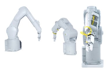 Beyaz robotik kol beyaz sırtüstü izole