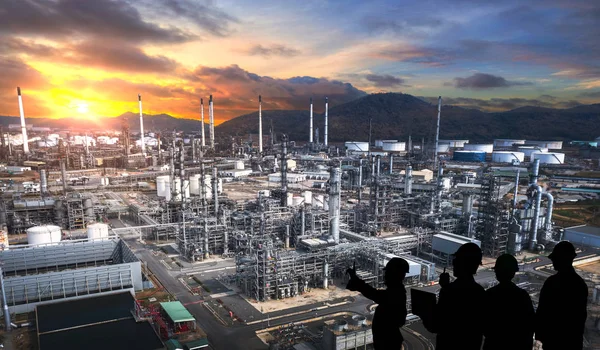Planta Refinaria Petróleo Gás Como Ícone Conceito Indústria Petroquímica — Fotografia de Stock