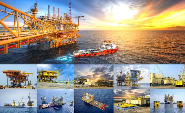 Industry Concept Image Manufacturing Oil Gas Rig Installation Offshore Resource — Stock Photo, Image