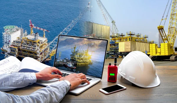 Industrie Van Ruwe Booreilanden Olievelden Bouw Offshore Platform Voor Productie — Stockfoto