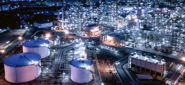 Grandes Propriedades Industriais Refinaria Petróleo Indústria Refinaria Combustível Noite Imagem De Stock