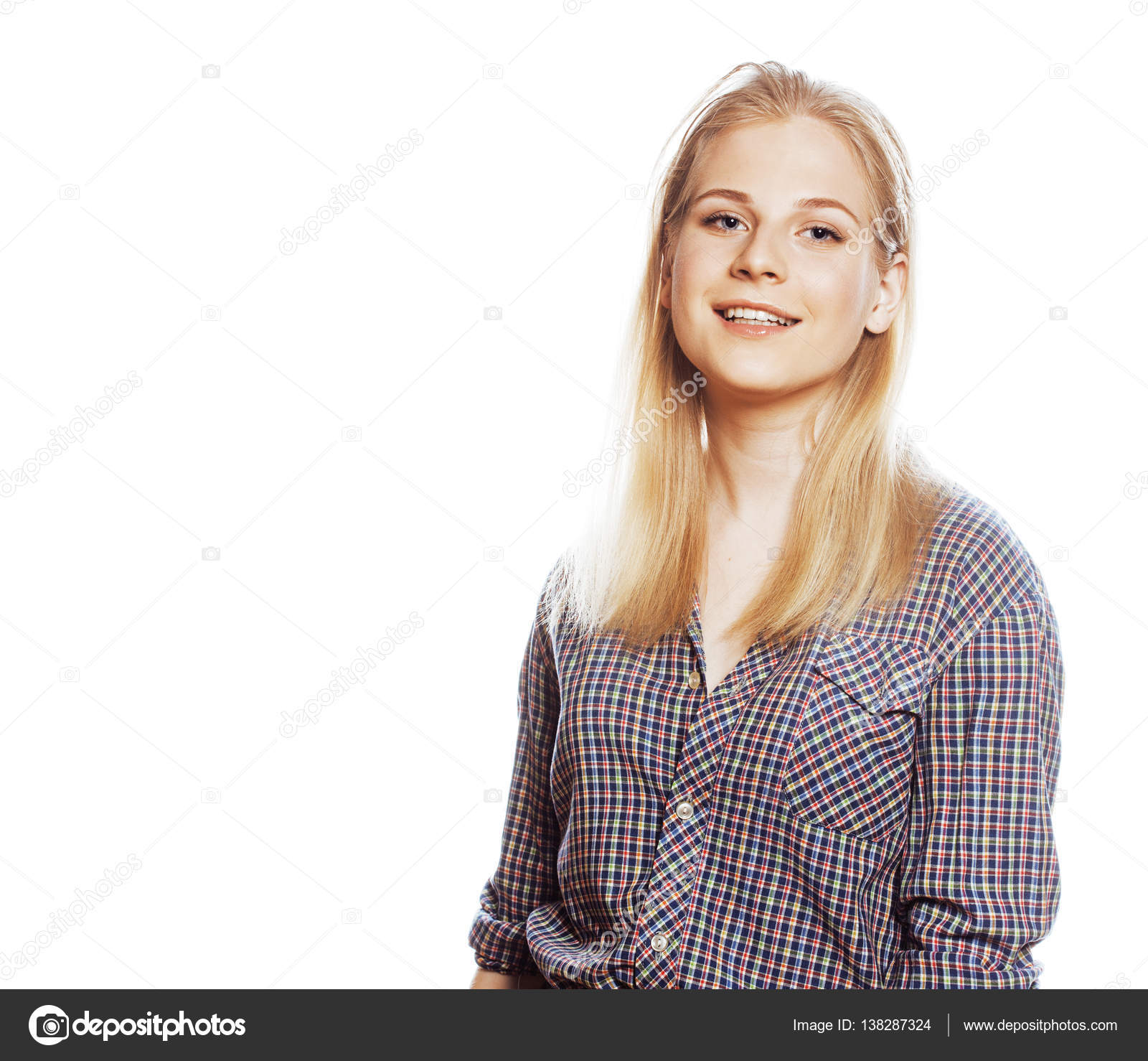 Young Pretty Girl Blond Teenager On White Isolated Blond Happy S Stock Photo Young Pretty Girl Blond Teenager On White Isolated Blond Happy S Stock Photo