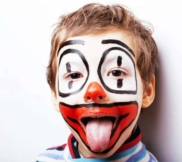 Little Cute Boy With Facepaint Like Clown Pantomimic Expressions Close  Stock Photo - Download Image Now - iStock