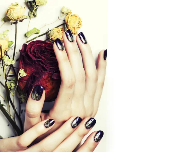 manicure nails with dry flower