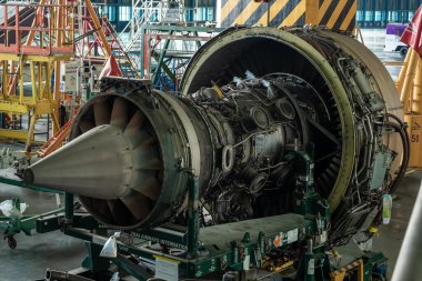 Bangkok Tayland, 25 Nisan 2020. Gaz türbini veya jet motoru havada uçmak için kullanılan bir enerji santralidir..