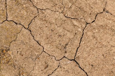 Çatlaklı eski beton ve zaman ve hava koşullarından kaynaklanan doğal yıkım