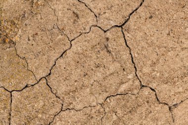 Çatlaklı eski beton ve zaman ve hava koşullarından kaynaklanan doğal yıkım