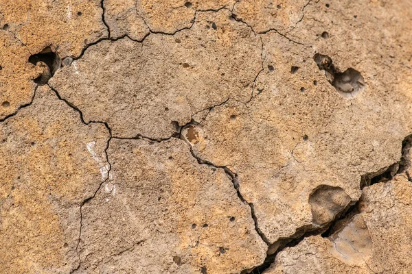 Cimento Concreto Velho Com Rachaduras Destruição Natural Tempo Condições Meteorológicas — Fotografia de Stock