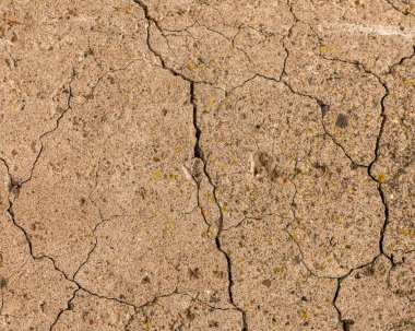Çatlaklı eski beton ve zaman ve hava koşullarından kaynaklanan doğal yıkım